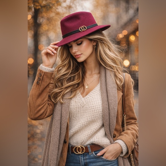 INC International Concepts Accessories - I.N.C. International Concepts Burgundy Fedora Hat One Size Adjustable NWT